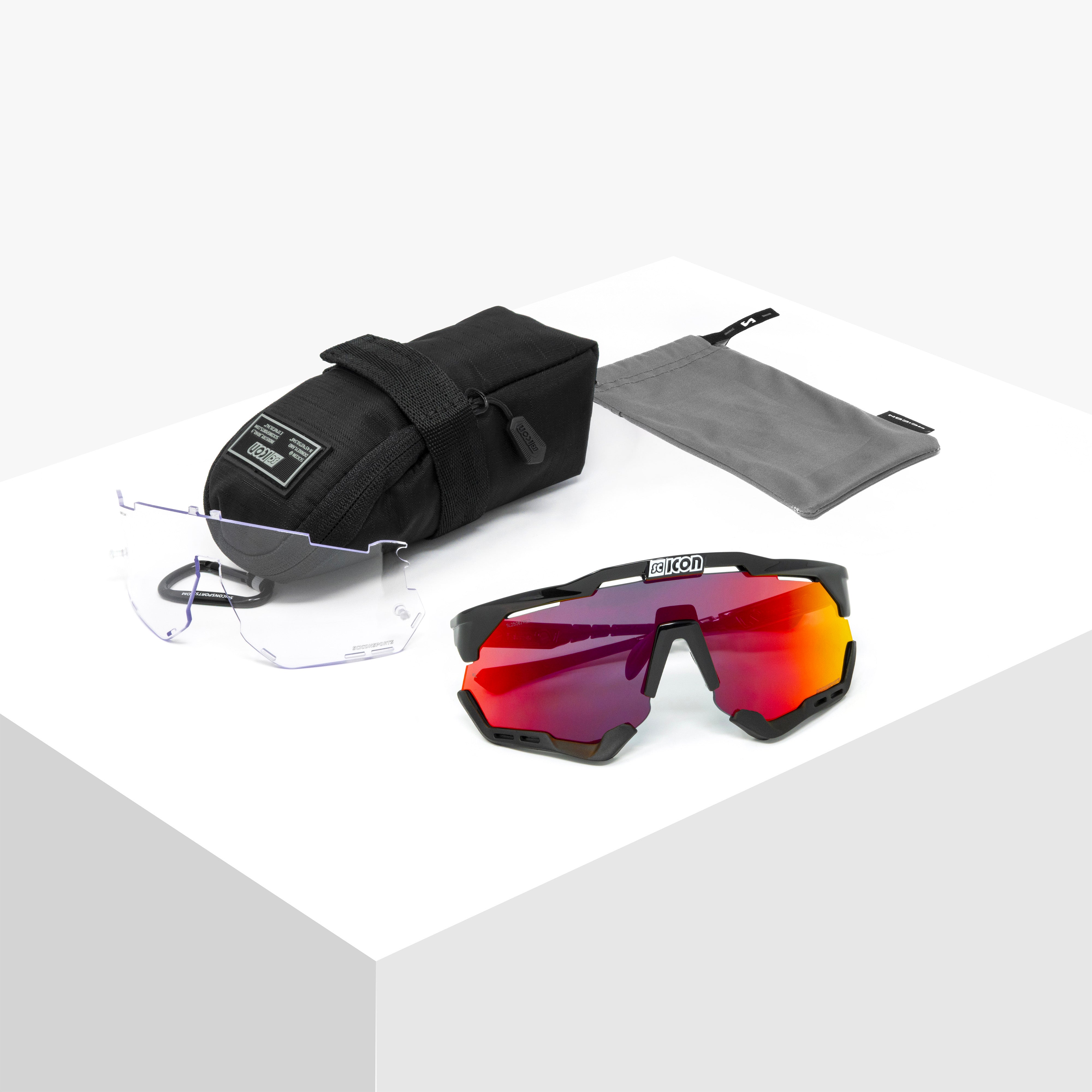 Crystal/Red Aeroshade XL Sunglasses | Scicon Sports