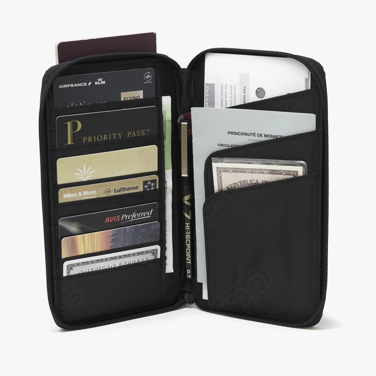 travel wallet open